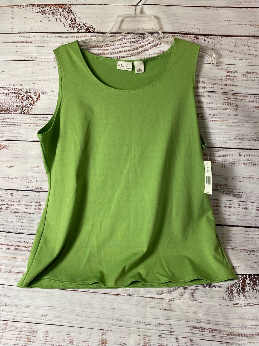 Kim Rogers Lightweight Scoop Neck Tank Top - Lime Green Sz-XL